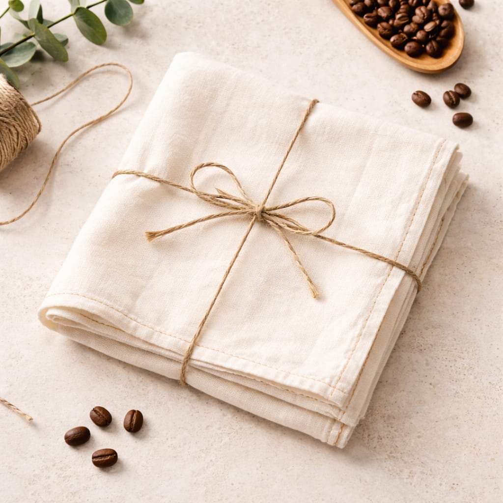 Reusable muslin brewing cloths for gentle equipment free coffee brewing
